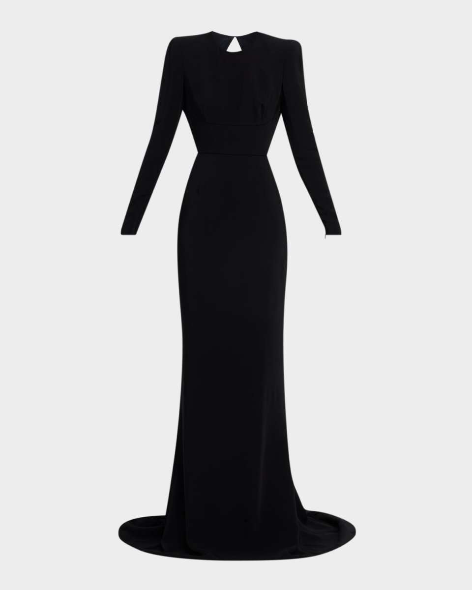 Strong-Shoulder Backless Trumpet Gown